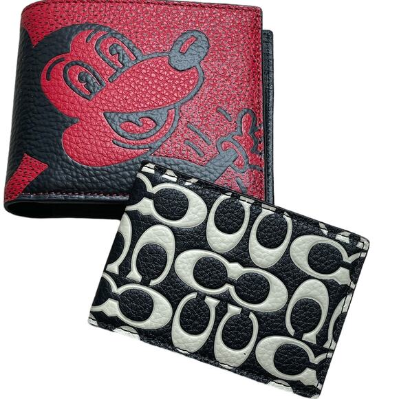 Coach Disney Mickey Mouse X Keith Haring 3 In 1 Wallet Red Black - Picture 1 of 12